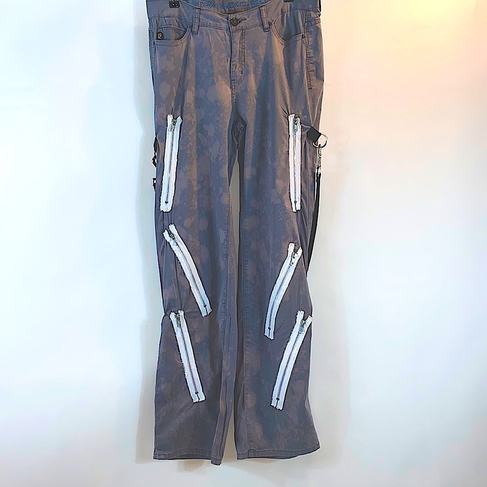 Grey distressed bondage pants